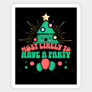 Retro Most Likely To Have A Christmas Party Sticker